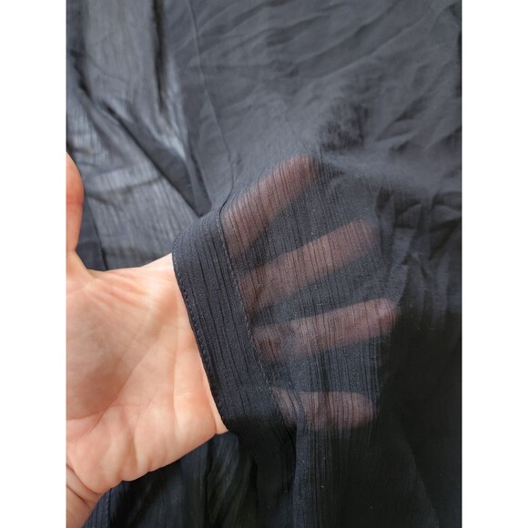 Steve Madden Gauze Mid Length Kimono Cover-up Black Collared Sheer OS EUC - Picture 4 of 8